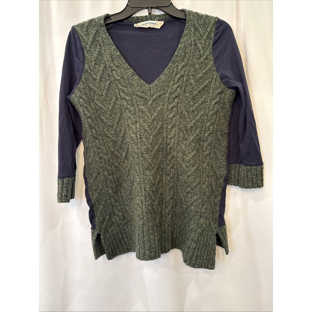 Anthropologie Pilcro Dually Clad Cable Knit Green Knit Blue Sweater Sz S